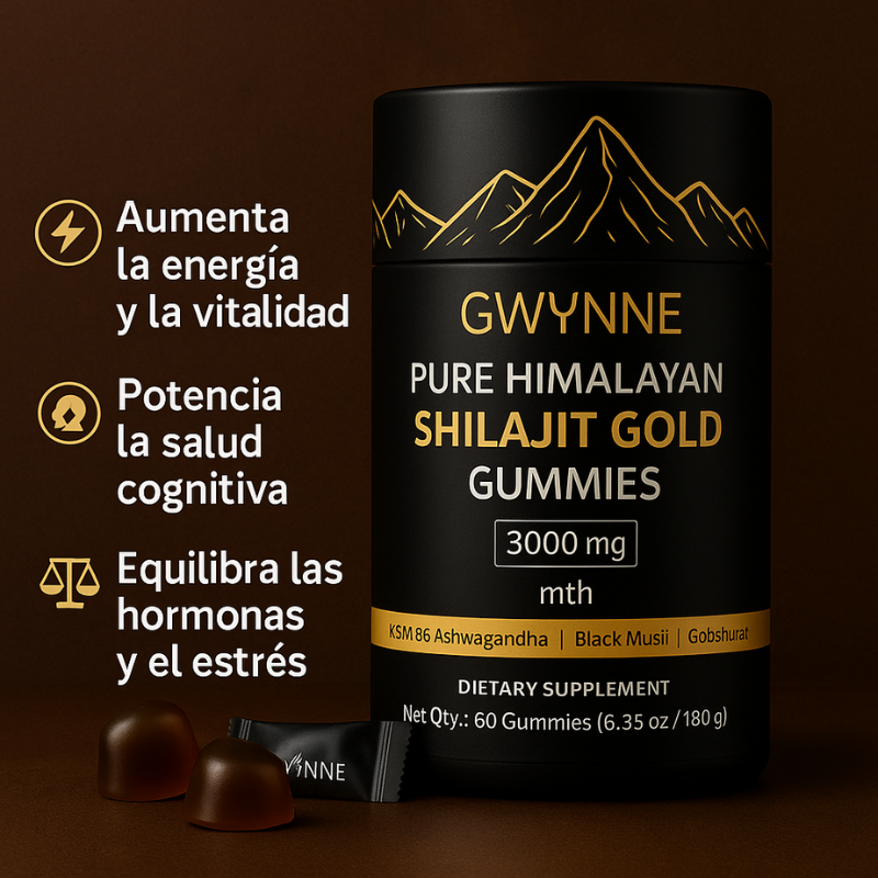 Gwynne™ Shilajit Gummies – Energía Natural, Inmunidad y Vitalidad 3000mg