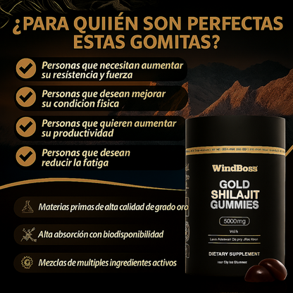 WindBoss Shilajit Puro del Himalaya – 80 Gominolas de Grado Oro | Refuerza Inmunidad y Energía Natural