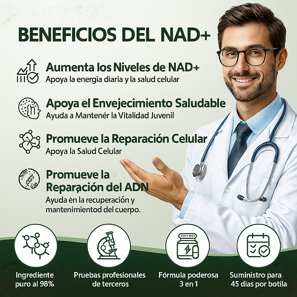 NAD+ 900 mg – Suplemento Antienvejecimiento con Nicotinamide Riboside