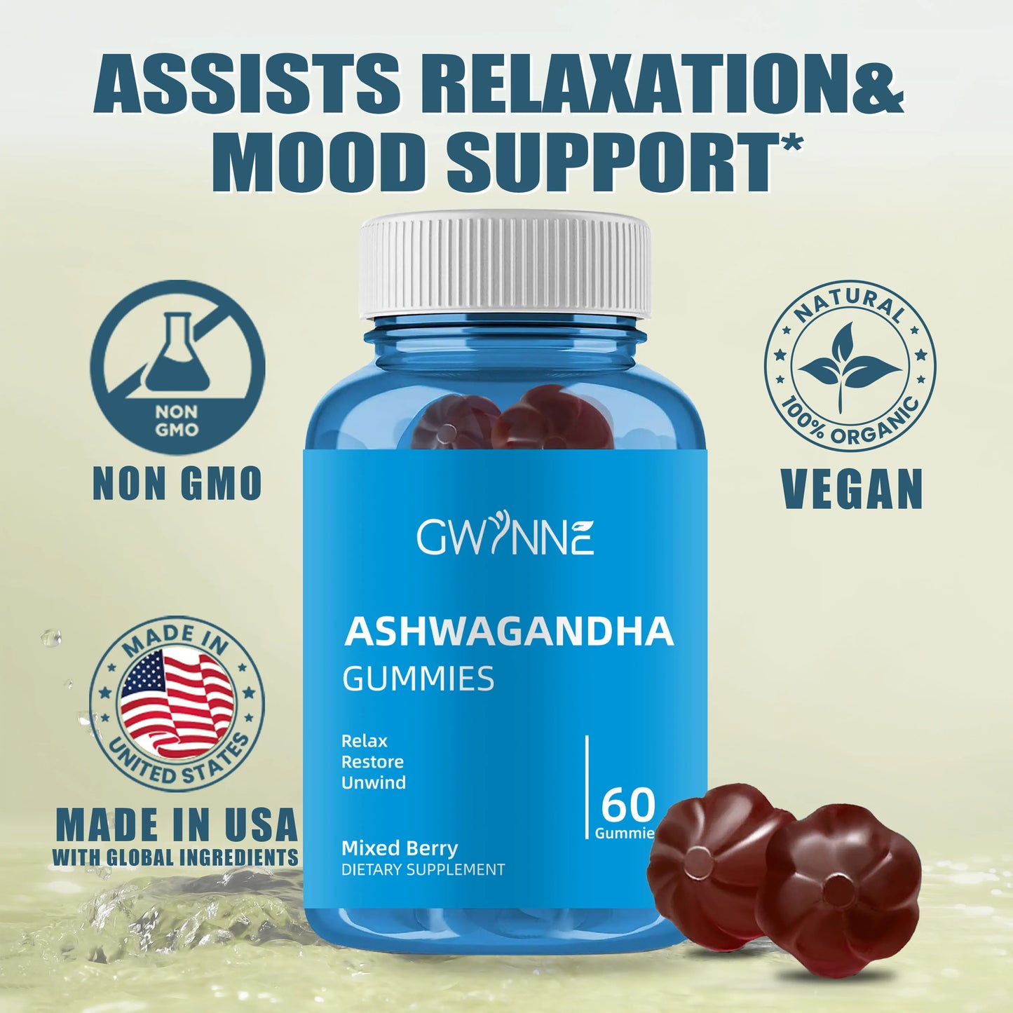 Gomitas con Ashwagandha – Vitaminas para el Estrés, Sueño y Bienestar | Sabor Bayas Mixtas